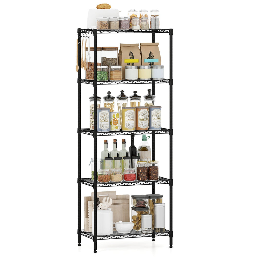 DirectDeals 5-Tier Heavy Duty Metal Storage Shelving Unit, 750 lbs Capacity, Black