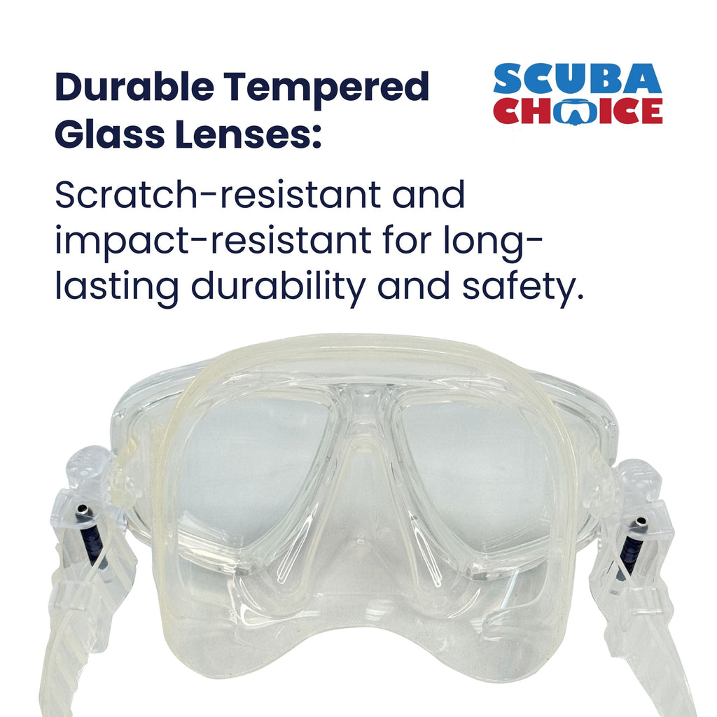 Palantic M36 Translucent Blue/Clear Silicone RX Farsighted Gauge Reader Lenses Dive/Snorkeling Mask