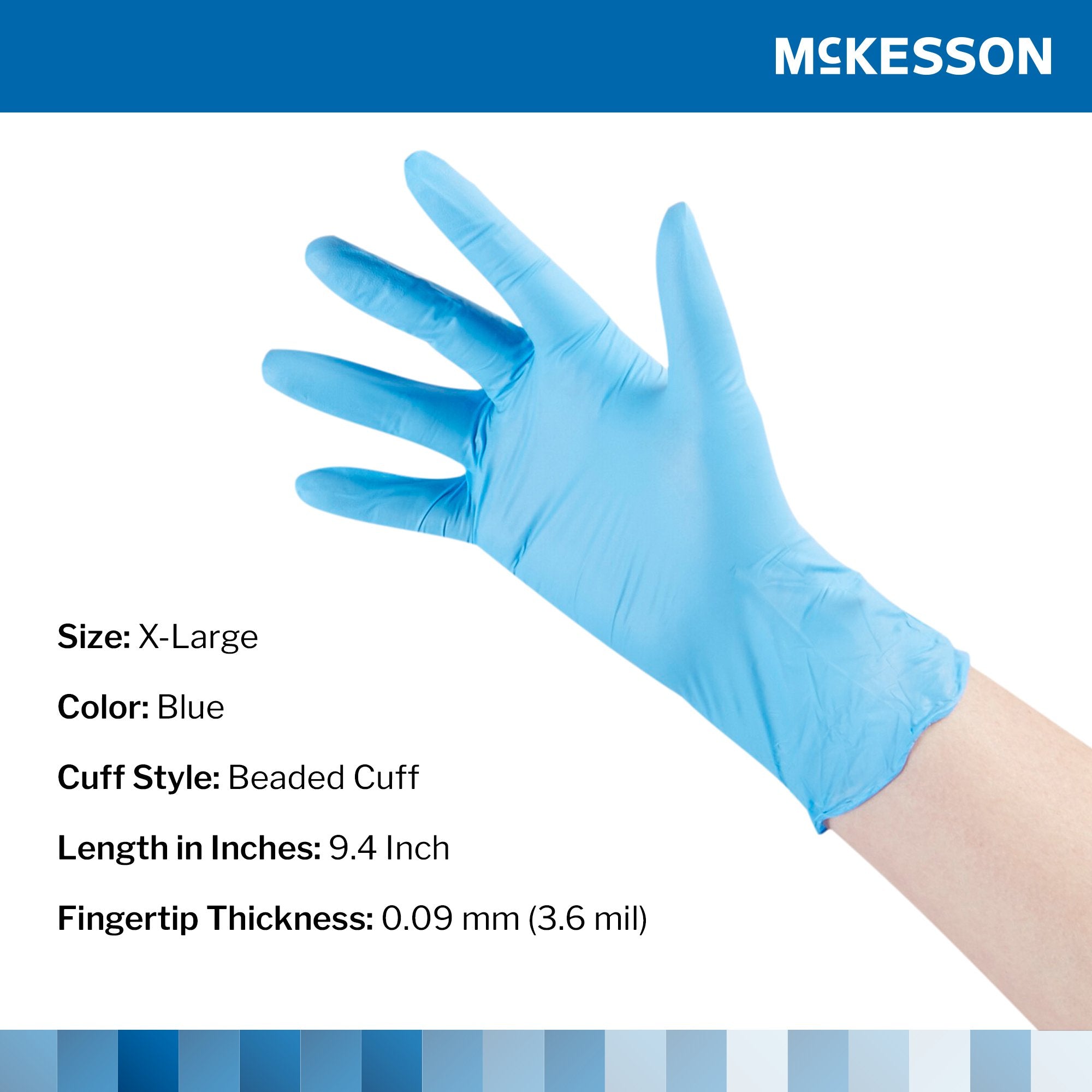 McKesson Confiderm® 3.8 Nitrile Exam Glove, Extra Large, Blue 14-690