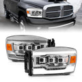 ANZO 06-08 Dodge RAM 1500/2500/3500 LED Projector Headlights w/Light Bar Seq. Signal Chrome Housing 111561