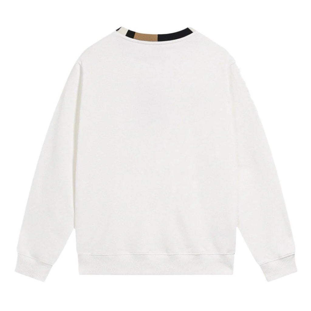 BURBERRY JARRAD WHITE COTTON ICON STRIPE COLLAR RED LOGO SWEATER