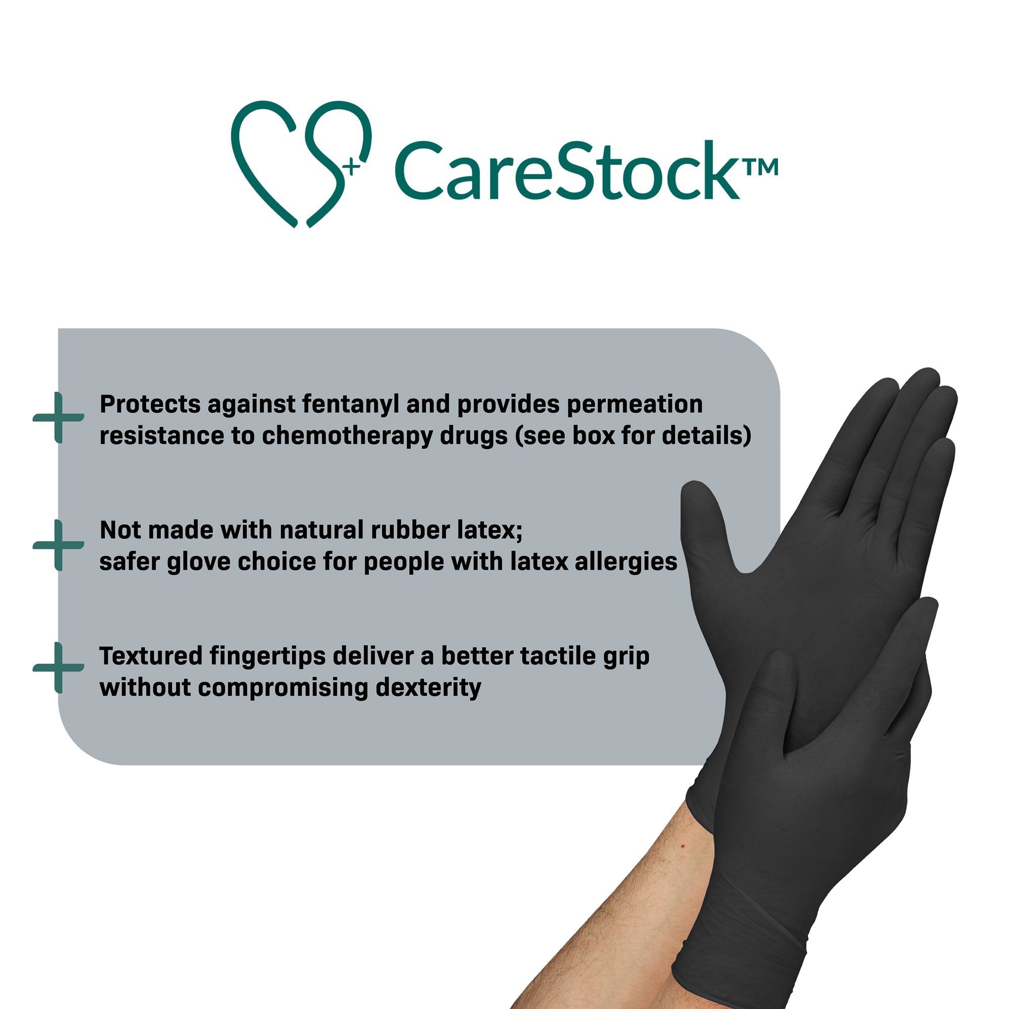 CareStock™ Nitrile Exam Glove, Small, Black CS2772