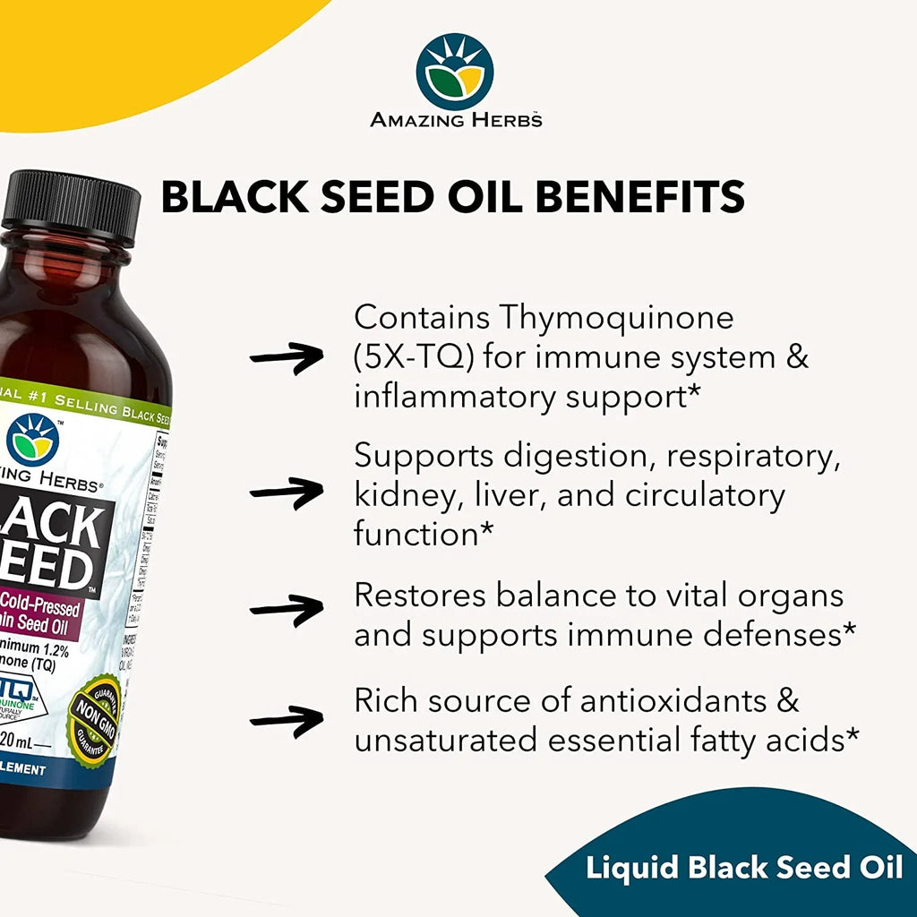 Amazing Herbs Black Seed & Flaxseed Oil Blend, 8 fl oz, Pack of 3