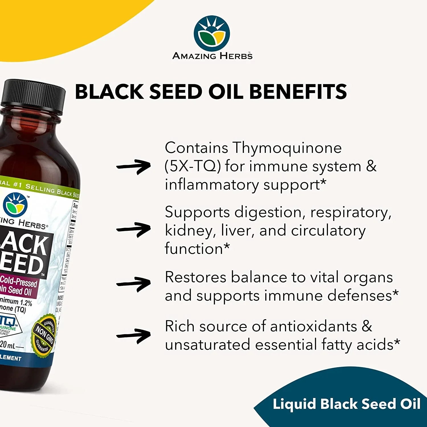 Amazing Herbs Black Seed & Flaxseed Oil Blend, 8 fl oz, Pack of 3