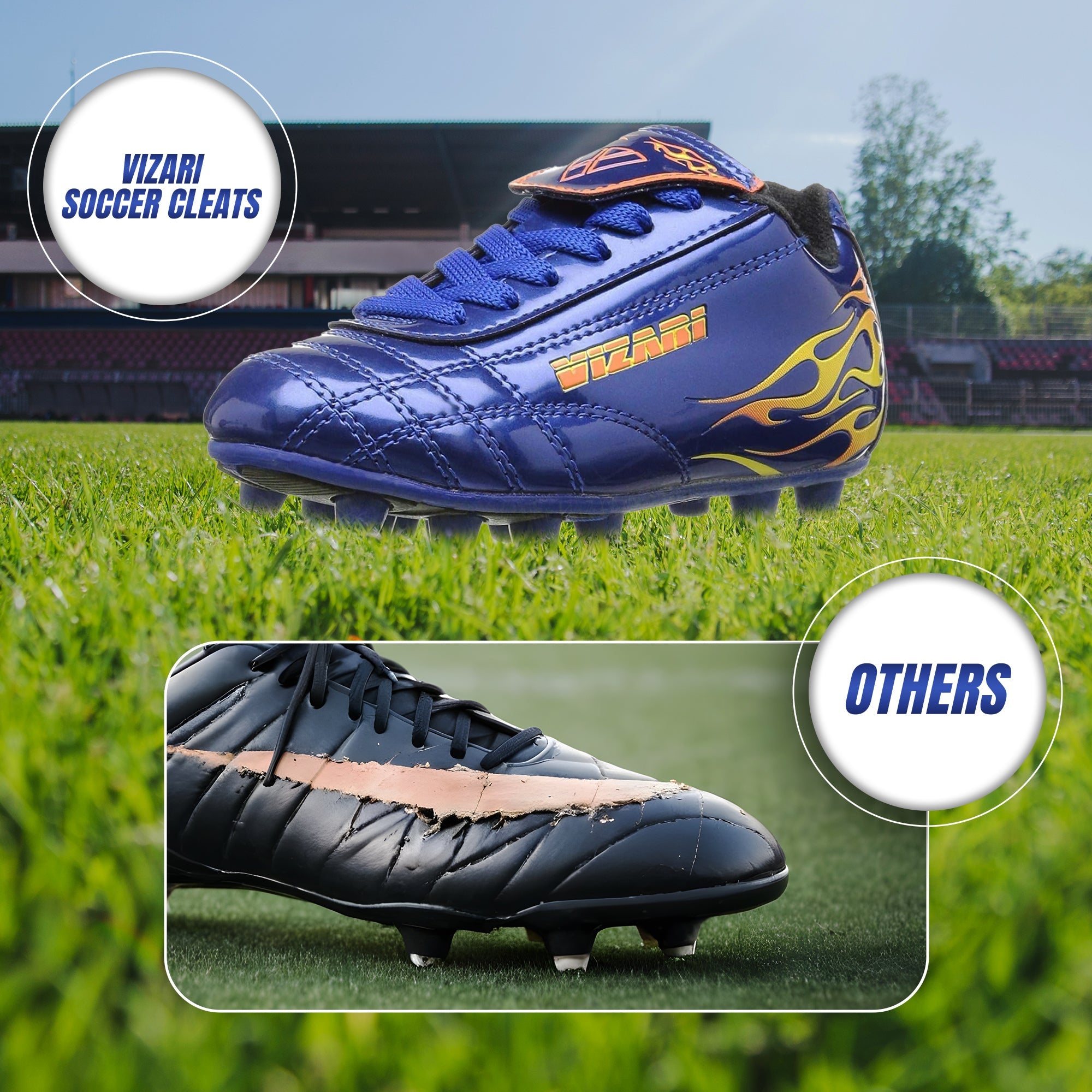 Youth Firm Ground Soccer Cleats – Blaze Blue/Orange