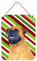 Mastiff Candy Cane Holiday Christmas Wall or Door Hanging Prints Aluminum Metal Sign Kitchen Wall Bar Bathroom Plaque Home Decor Front Door Plaque, 12x16, Multicolor