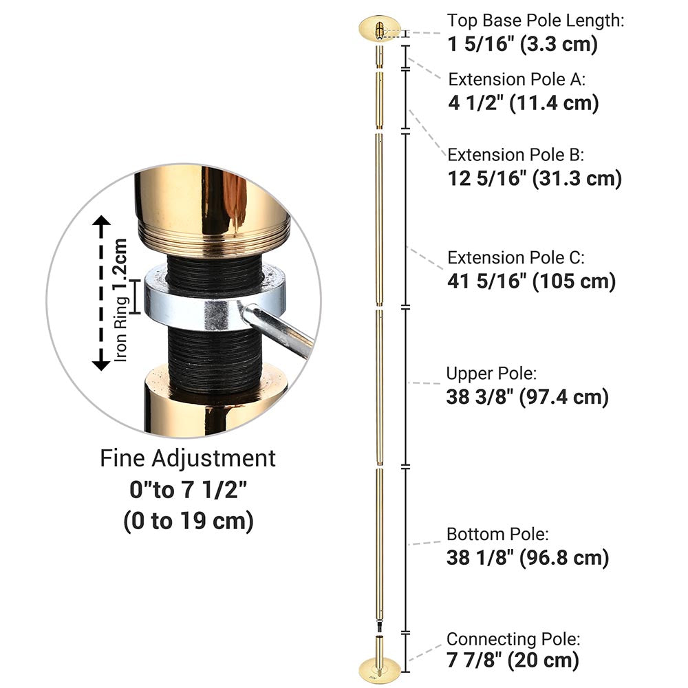 Yescom 12FT Golden Portable Spinning Dance Pole D45mm