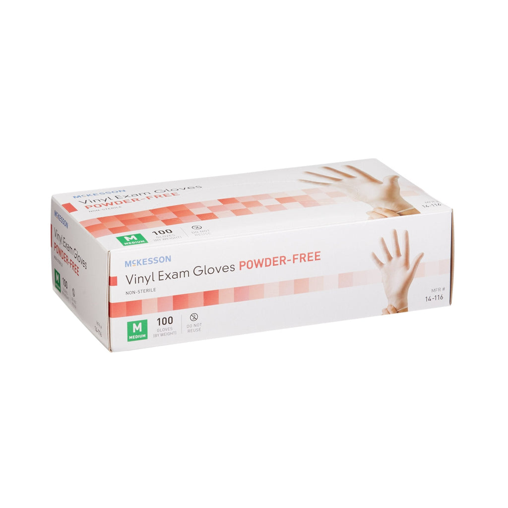 McKesson Vinyl Exam Glove, Medium, Clear 14-116