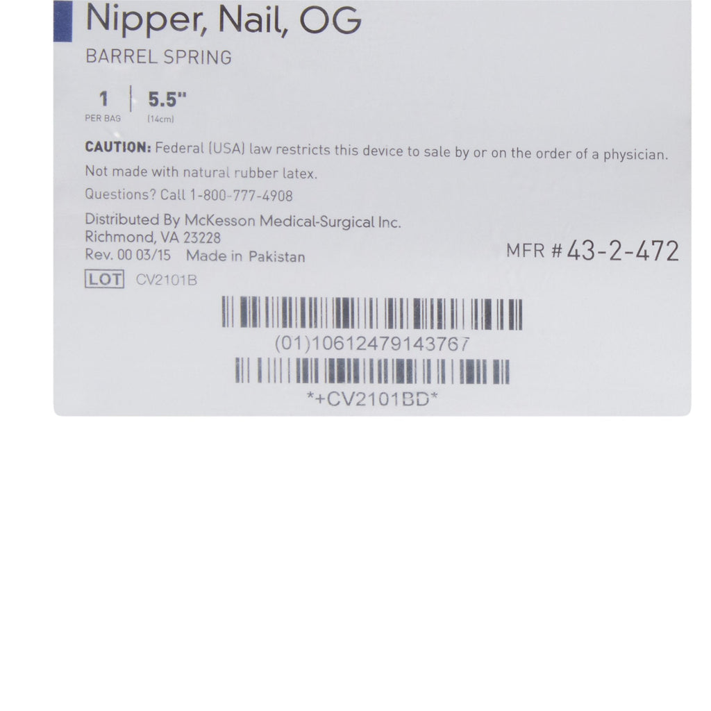 McKesson Nail Nipper, Concave Jaw, 5.5 Inches 43-2-472