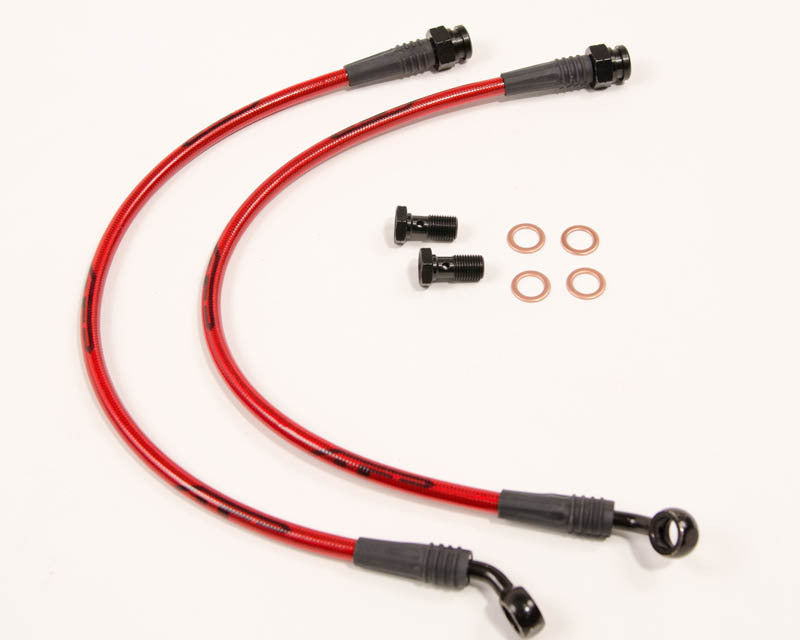 Agency Power 09-16 Hyundai Genesis Coupe Rear Steel Braided Brake Lines (Red Lines/Black Fittings) AP-BK-410