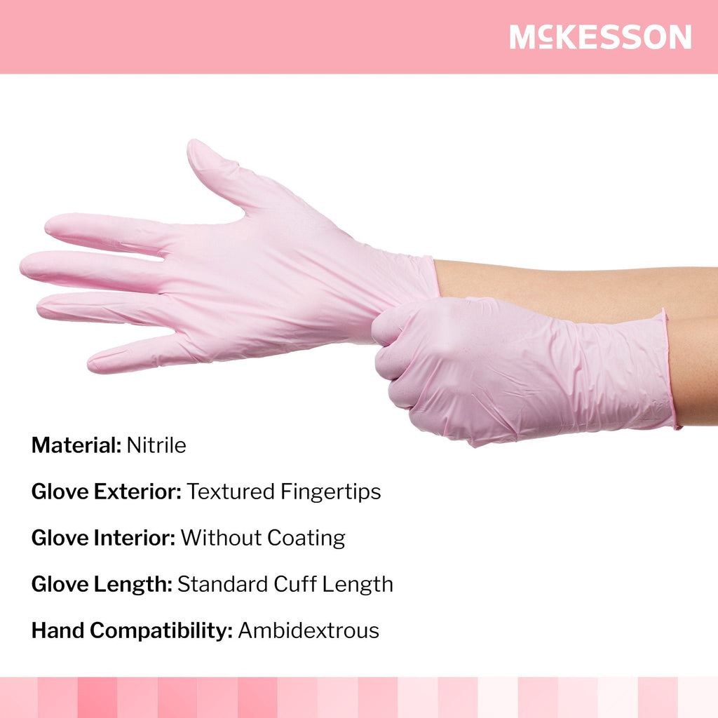 McKesson Pink Nitrile® Nitrile Exam Glove, Extra Large, Pink 14-6NPNK8