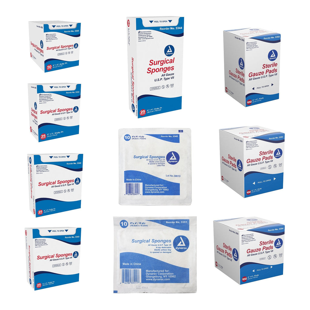 dynarex® Sterile Gauze Sponge, 2 x 2 Inch, 8-Ply 3322