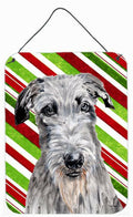 Scottish Deerhound Candy Cane Christmas Wall or Door Hanging Prints Aluminum Metal Sign Kitchen Wall Bar Bathroom Plaque Home Decor Front Door Plaque, 12x16, Multicolor