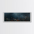 Dark & Moody Wild Flowers At Night, Framed Canvas Print, Panoramic Thought Provoking Wall Art, Above Bed Art, Dark Floral Painting