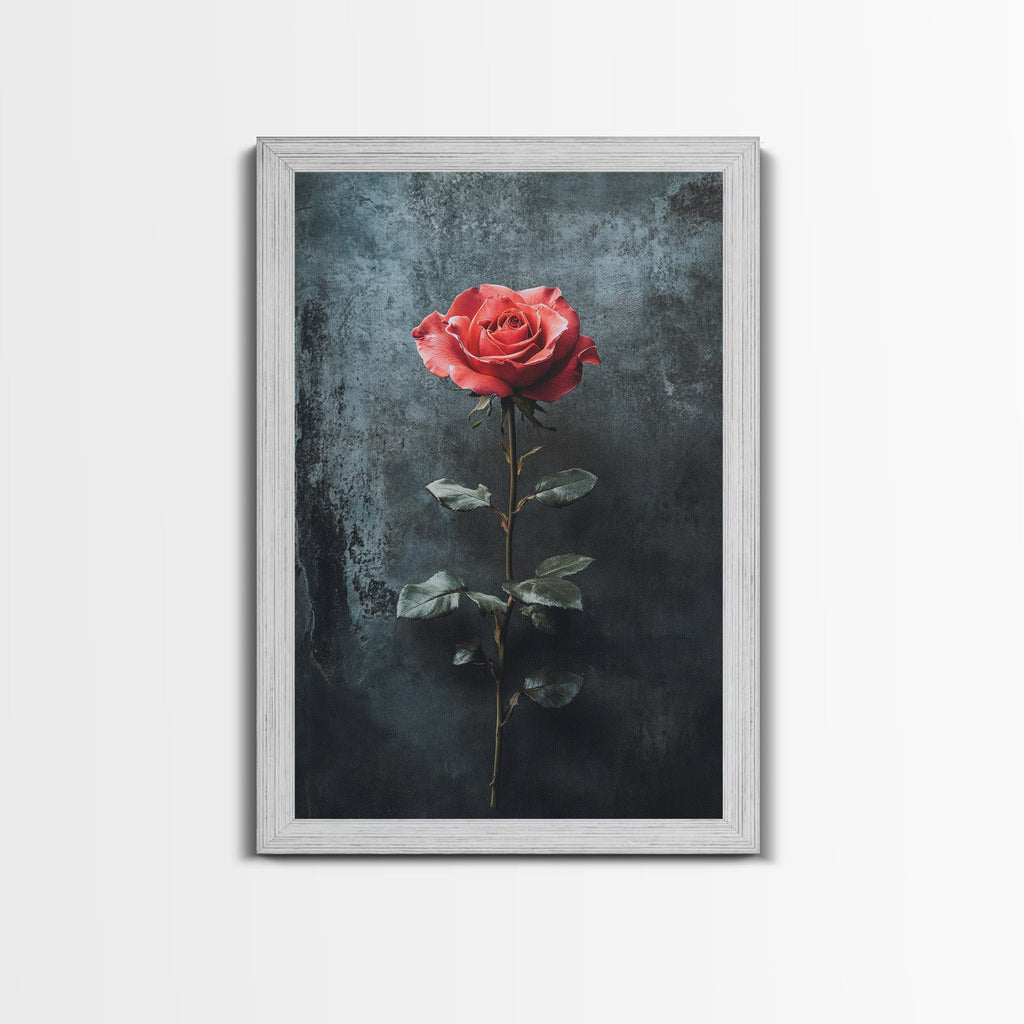 Red Rose Canvas Print, Art Print Roses Framed Canvas Print, Antique Flowers Print, Oil Painting Vintage Flowers, Ready To Hang, Flowers Wall Art