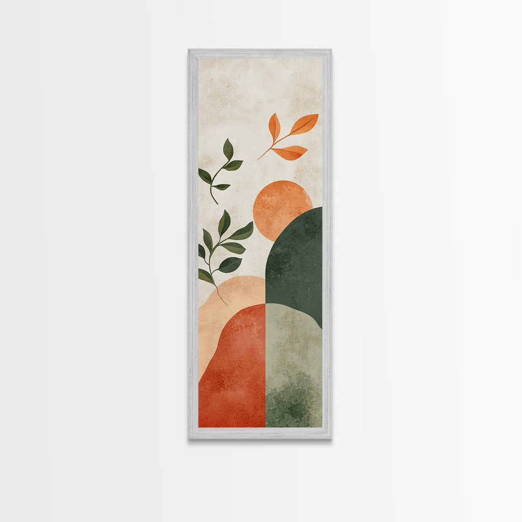 Canvas Print of Abstract Minimalist Art with Sage Green Wall Art, Orange Accents, Boho Decor, Southwest Wall Art, Above Couch Art, Living Room Art