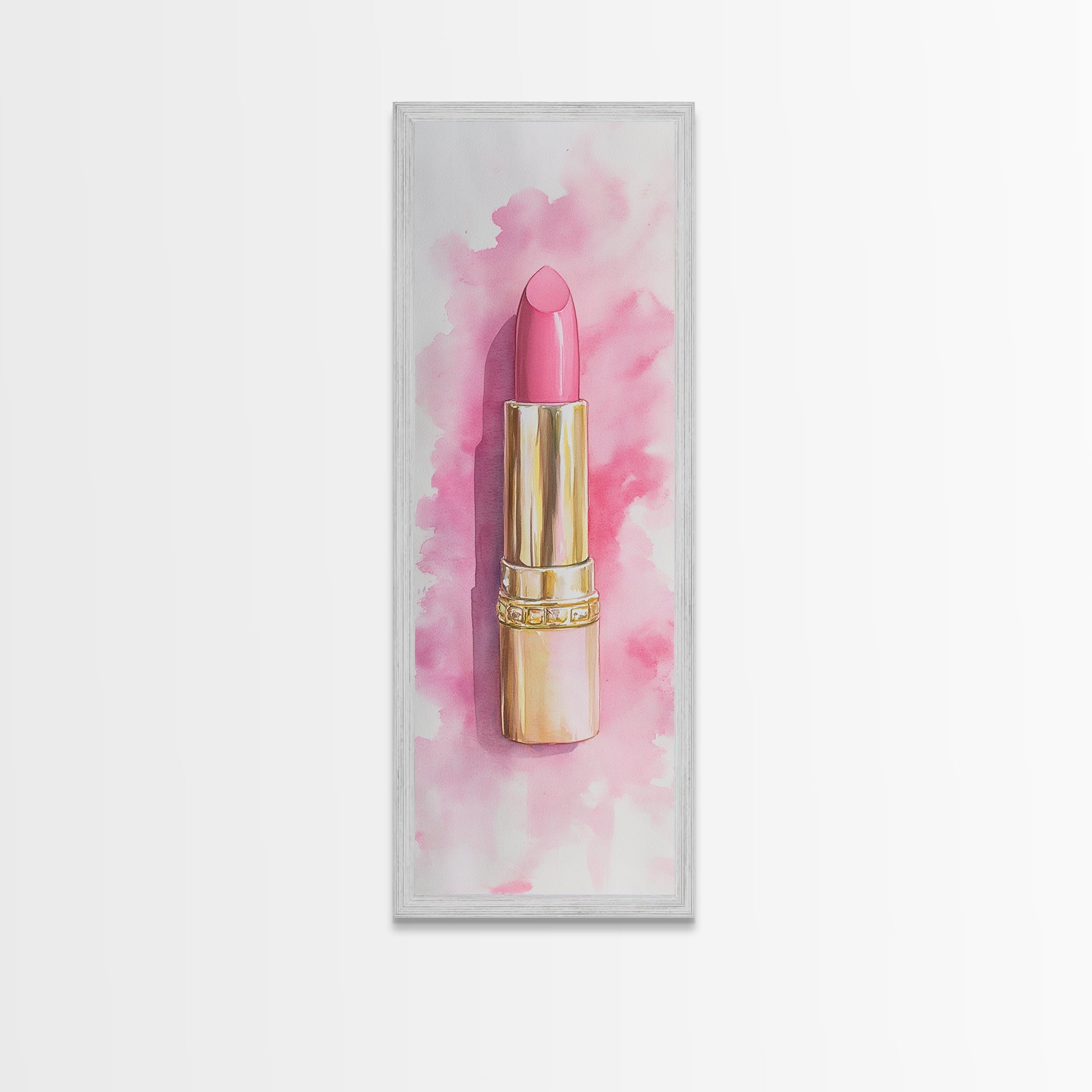 Pink Lipstick Canvas Print Feminine Pink Abstract Art Light Pink Wall Art Whimsical Art Rustic Decor Vertical Gift Idea Above Sofa