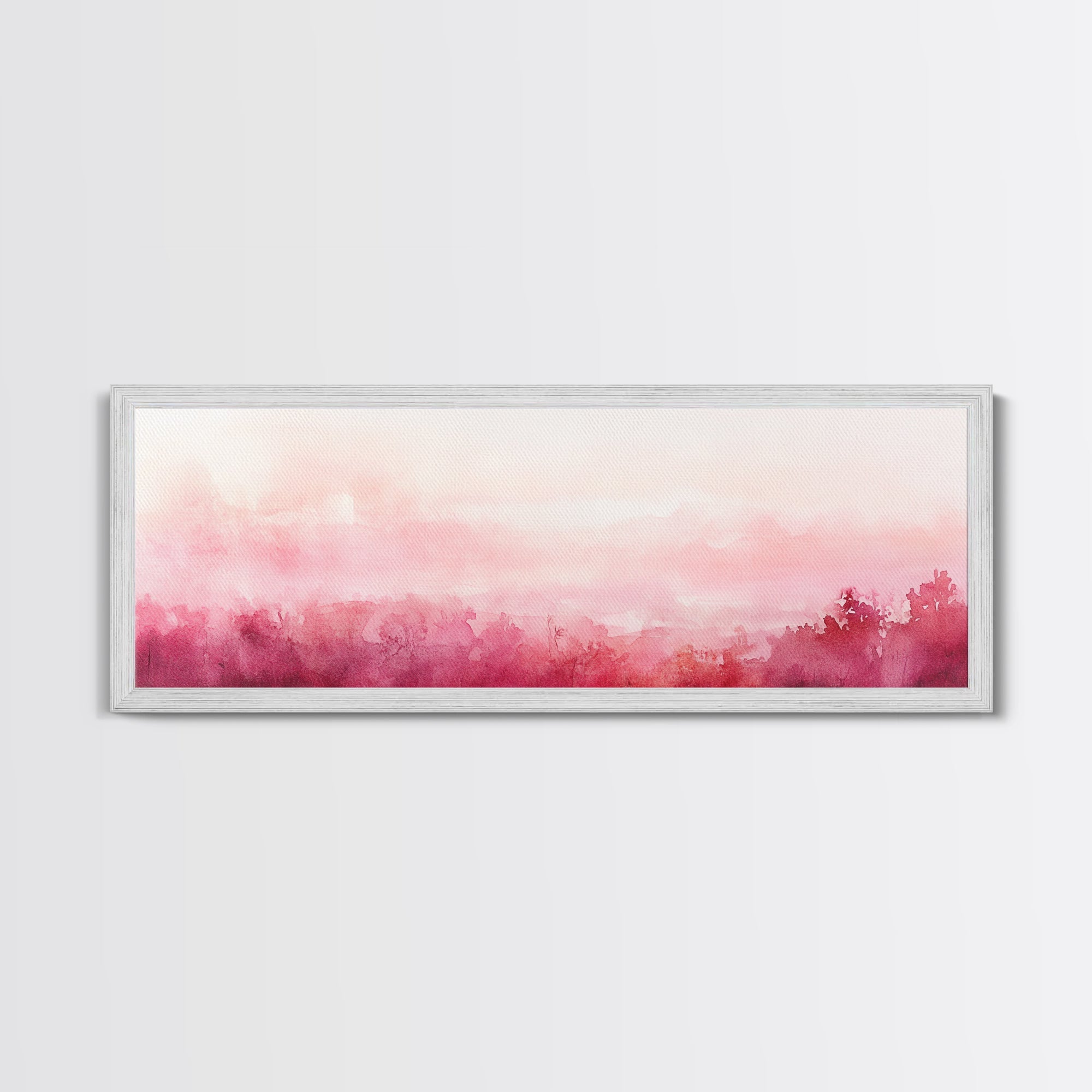 Light Pink Canvas Print Abstract Landscape Painting Horizontal Pastel Minimalist Boho Living Room Art Wabi Sabi Modern Wall Decor