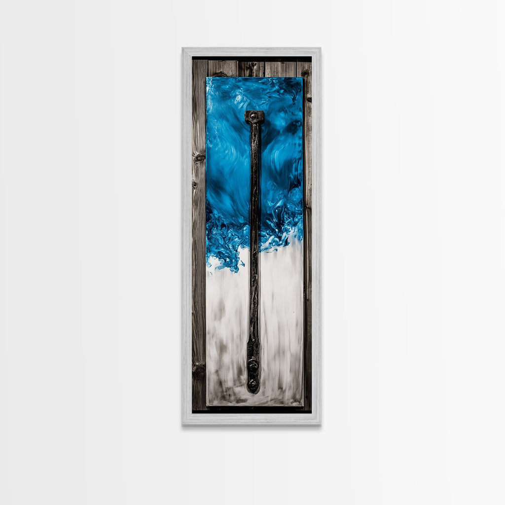Abstract Metal Art, Modern Industrial Design, Blue and White Wall Decor, Unique Home Statement, Contemporary Style, Canvas Print