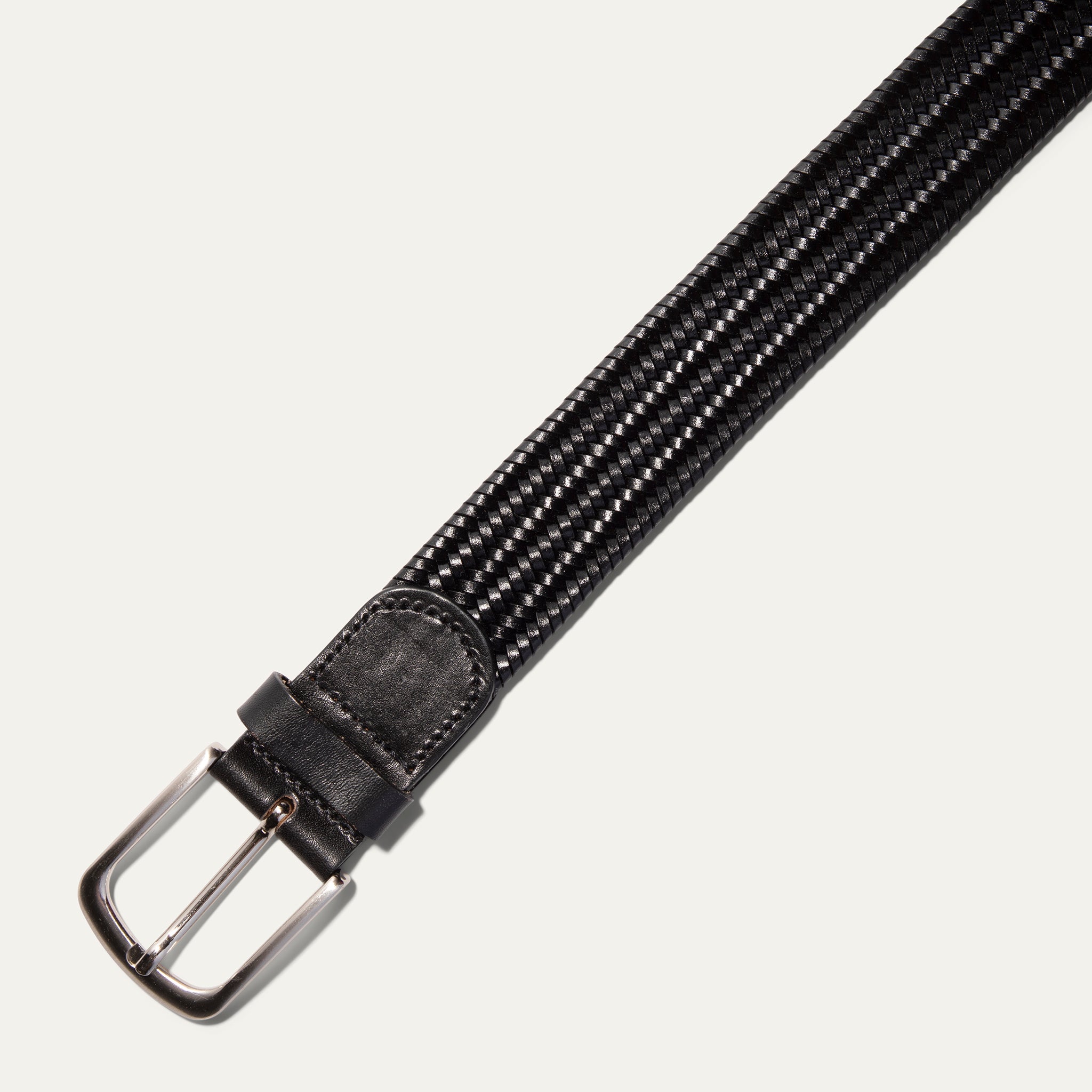 BRAIDED LEATHER STRETCH WOVEN BELT