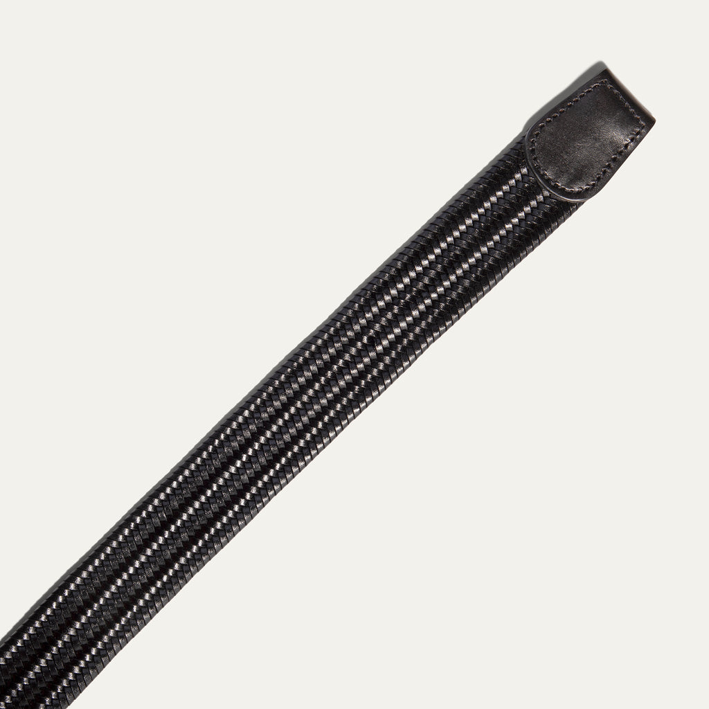 BRAIDED LEATHER STRETCH WOVEN BELT