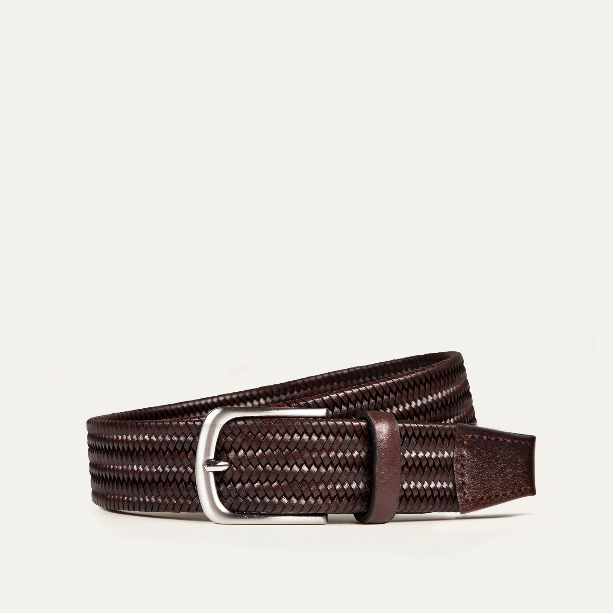 BRAIDED LEATHER STRETCH WOVEN BELT