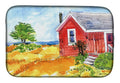 Old Red Cottage House at the lake or Beach Dish Drying Mat Absorbent Dish Drying Mat Pad for Kitchen Counter Dish Drainer Mat for Countertop, 14 x 21", Multicolor