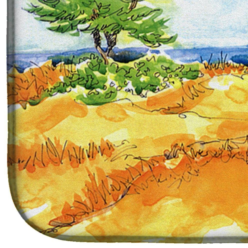 Old Red Cottage House at the lake or Beach Dish Drying Mat Absorbent Dish Drying Mat Pad for Kitchen Counter Dish Drainer Mat for Countertop, 14 x 21", Multicolor