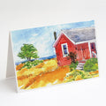 Old Red Cottage House at the lake or Beach Greeting Cards Pack of 8 Blank Cards with Envelopes Whimsical A7 Size 5x7