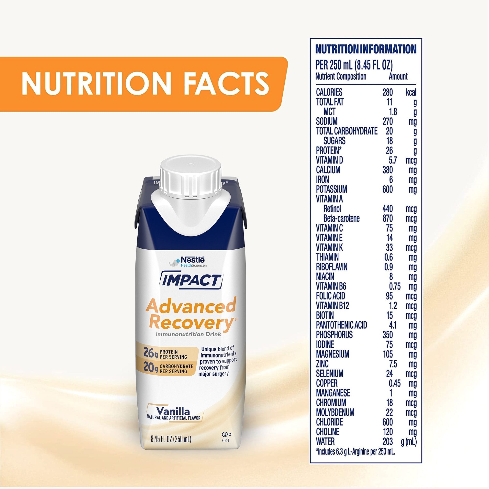 Impact Advanced Recovery® Vanilla Immunonutrition Drink, 8.45-ounce carton 00043900943114