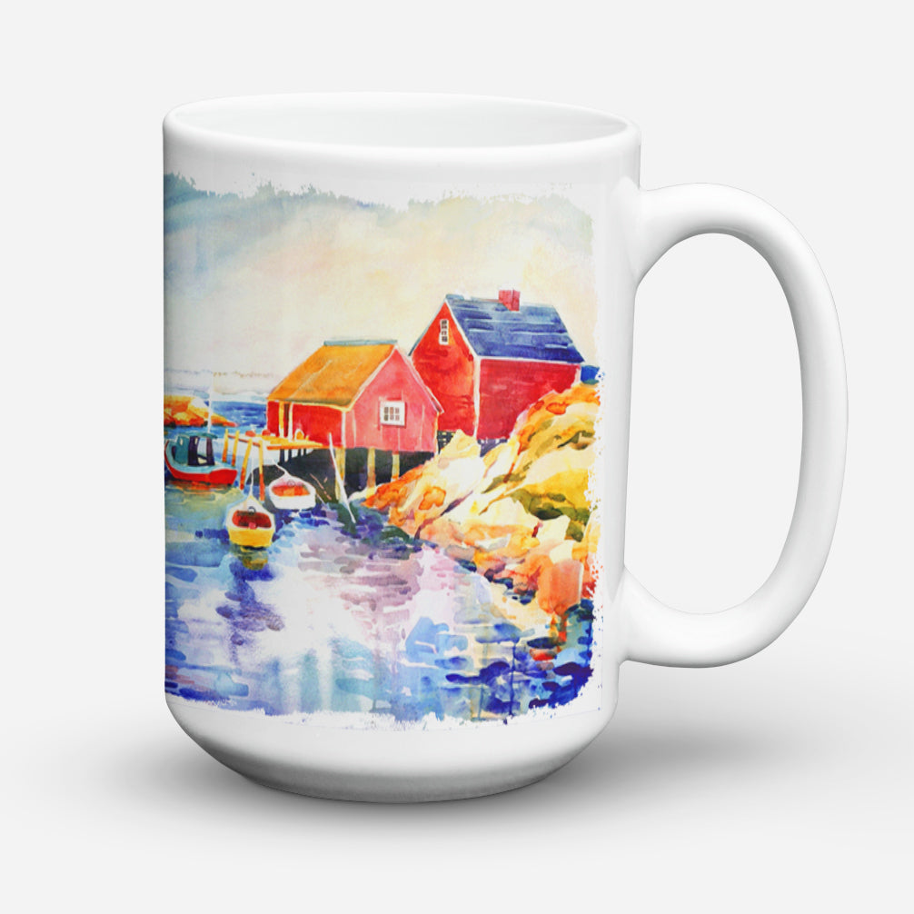 Boats at Harbour with a view Ceramic Coffee Mug 15 oz Decorative Large C Handle Mug Cup for Tea, Cocoa Hot Chocolate