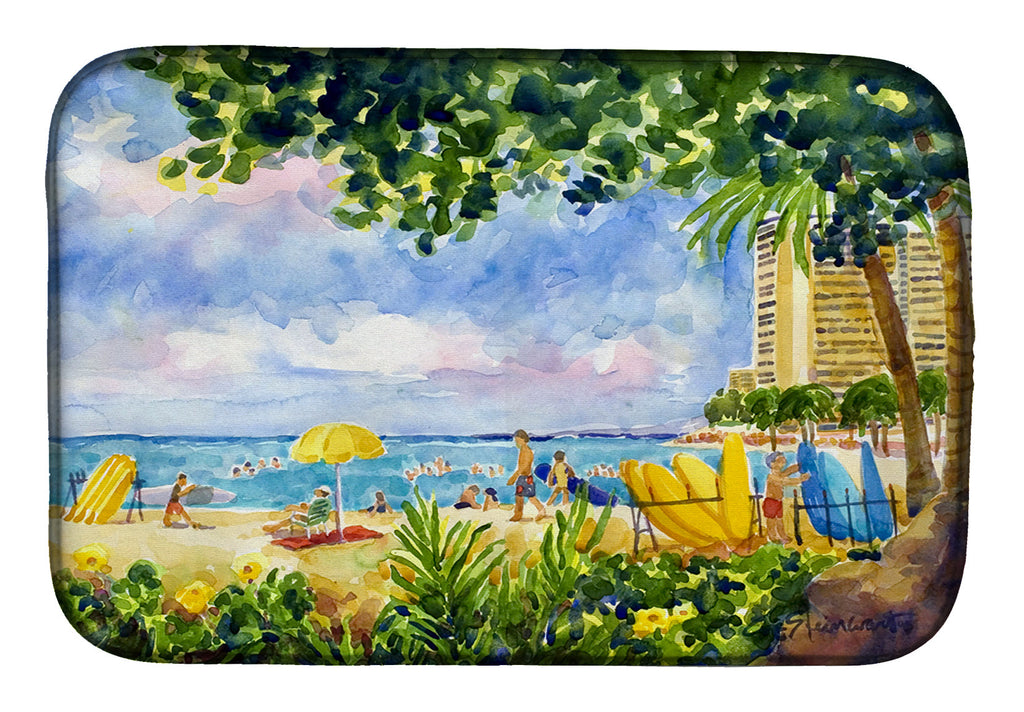 Beach Resort view from the condo Dish Drying Mat Absorbent Dish Drying Mat Pad for Kitchen Counter Dish Drainer Mat for Countertop, 14 x 21", Multicolor