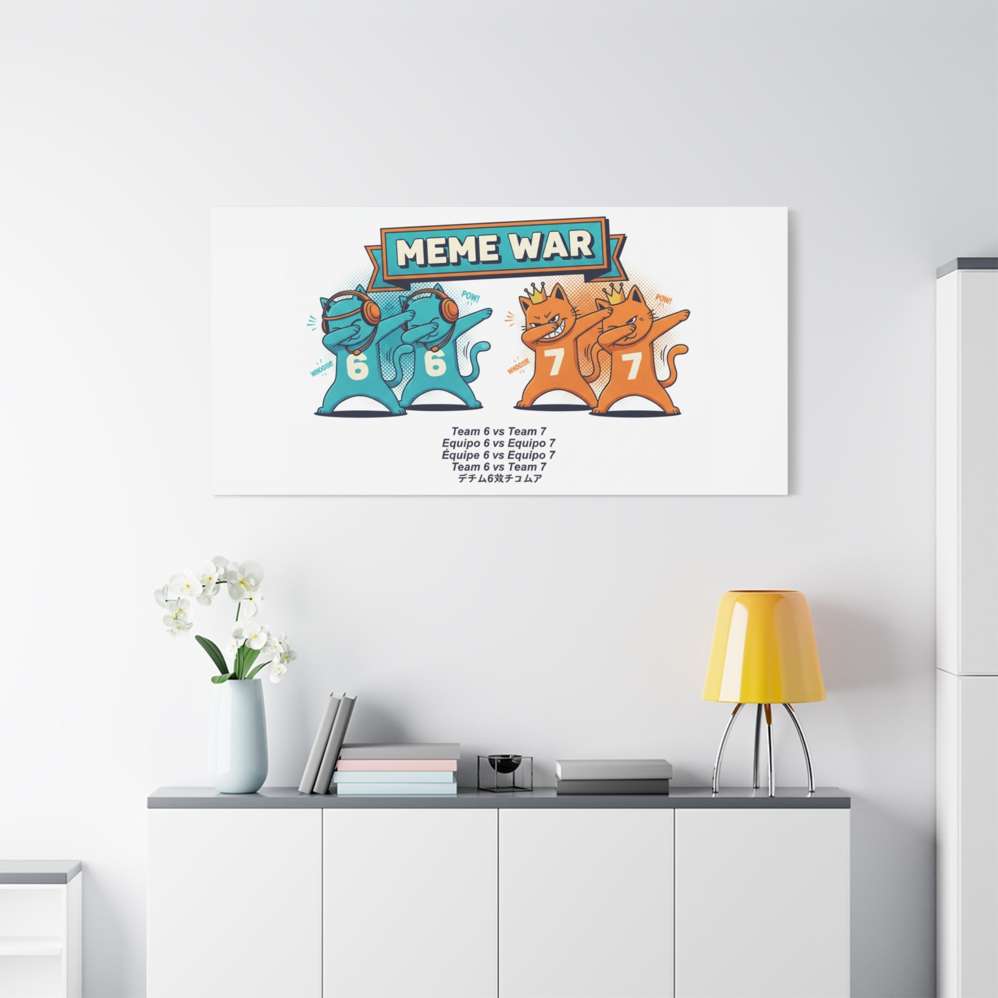 Meme War: Six vs. Seven Canvas Wall Art