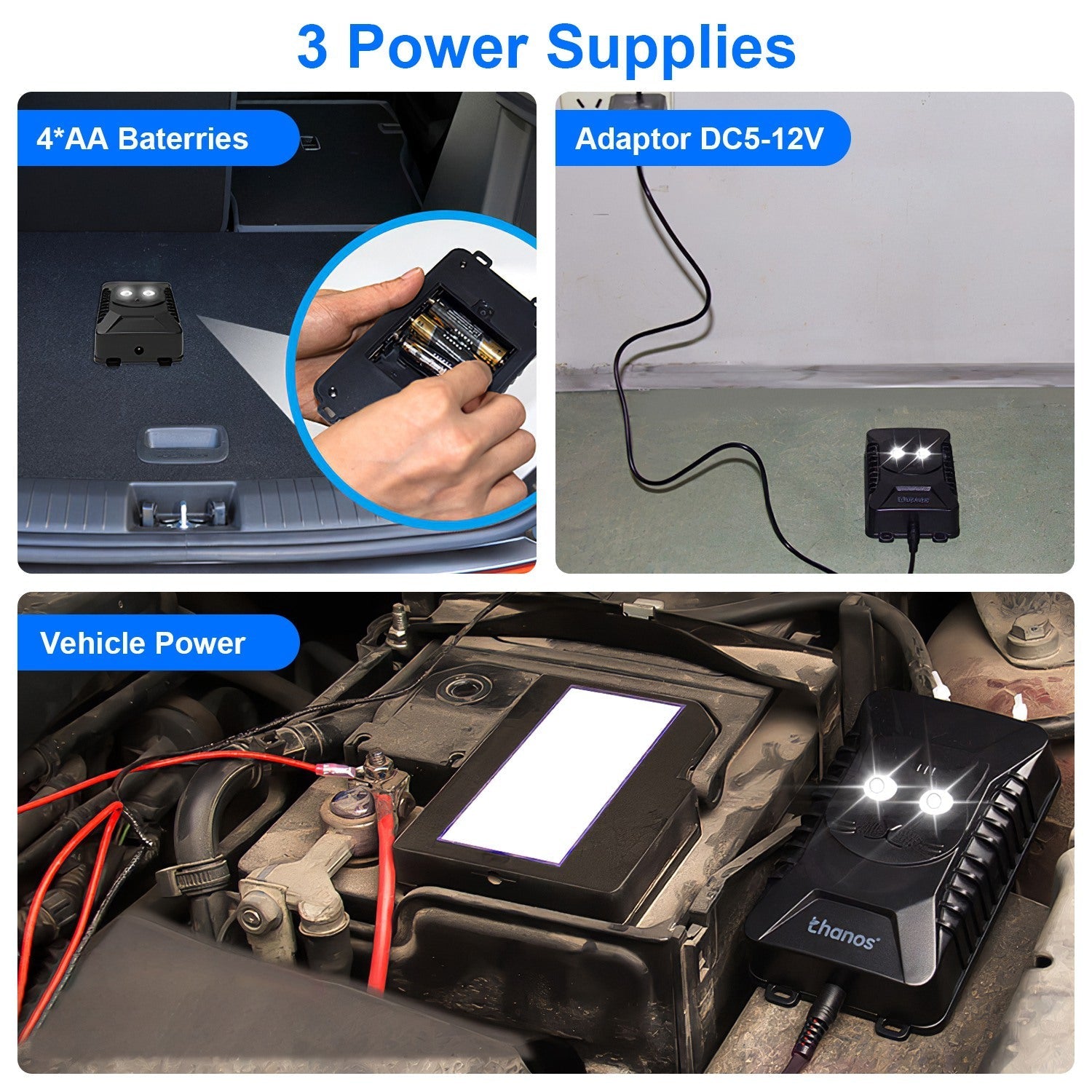 2 Packs Under Hood Ultrasonic Rodent Repellent Mouse Wildcat Control Portable Rodent Chaser with 3 Power Supplies for Car Home Garage