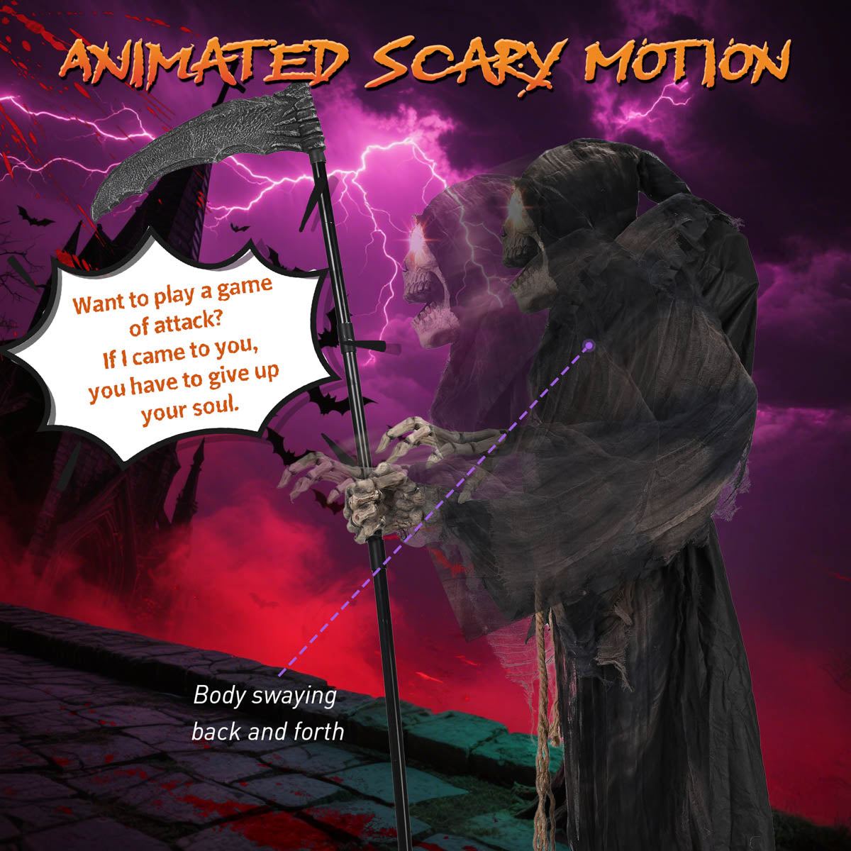 Yescom 6ft Grim Reaper Halloween Decoration Haunted House Props