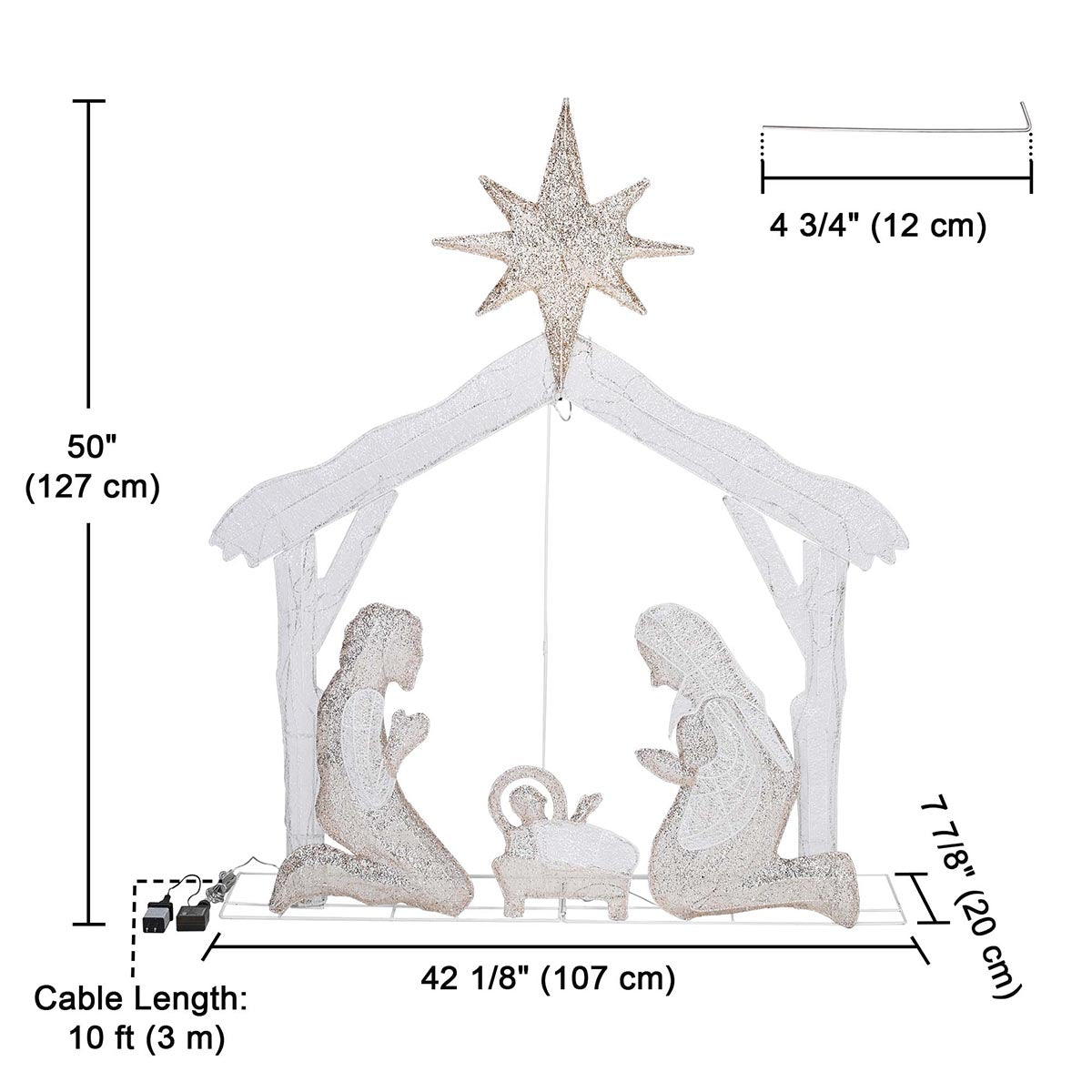 Yescom Pre-Lit Christmas Decoration 4ft 108 LEDs Outdoor Nativity Set