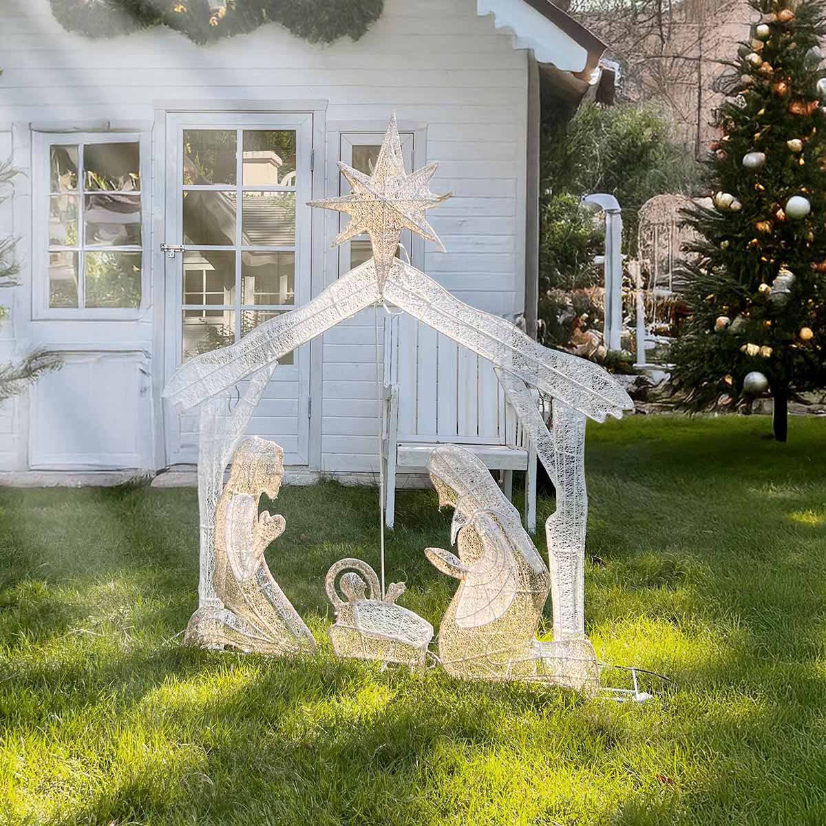 Yescom Pre-Lit Christmas Decoration 4ft 108 LEDs Outdoor Nativity Set