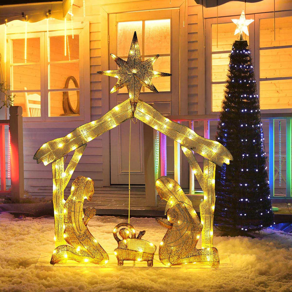 Yescom Pre-Lit Christmas Decoration 4ft 108 LEDs Outdoor Nativity Set
