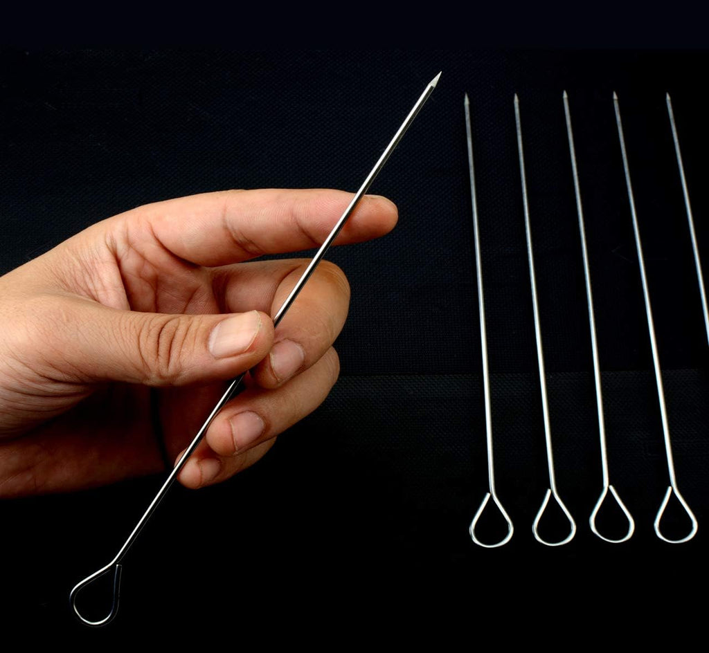 8 Inch Stainless Steel BBQ Skewers, Shish Kebab Kabob Skewers 12 pcs