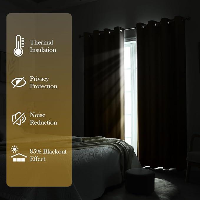 HOMEIDEAS Mustard Yellow Ombre Blackout Curtains 52 X 84 Inch Length Gradient Room Darkening Thermal Insulated Energy Saving Grommet 2 Panels Window Drapes for Living Room, Bedroom