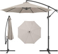 FLAME&SHADE 10ft Cantilever Patio Umbrella Outdoor, Large Offset Umbrella with Crank and Cross Base, UPF 50+ UV Protection Hanging Umbrella for Pool Deck Garden, Taupe