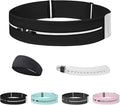Running Belt for Women and Men, Adjustable Fanny Packs No Bounce Phone Holder for Running with Water Bottle & Headband, Waterproof Reflective Waist Packs for Runner Fits All Phones (M-Black)