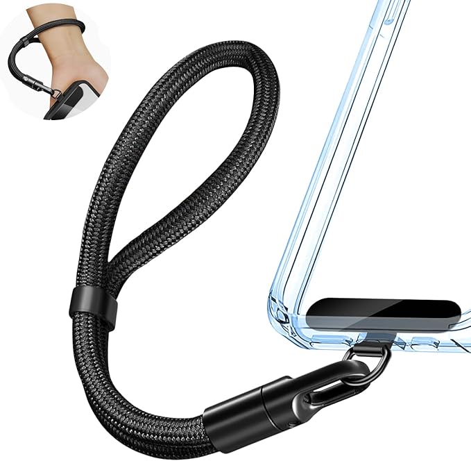 Phone Wrist Strap Lanyard Strap Adjustable, Anti Theft Wrist Lanyard with Slim Tether Tab fit iPhone and Most Cell Phone – Black