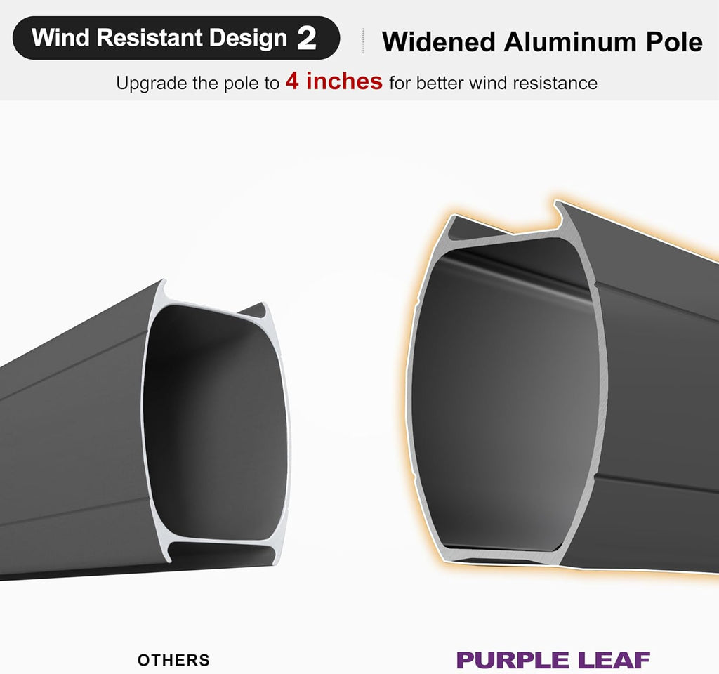 PURPLE LEAF 10' X 13' Cantilever Outdoor Umbrellas Large Patio Umbrella Hanging Double Top Rectangle Offset Umbrella with 360°Rotation Tilting Umbrella Outdoor Patio Navy Blue