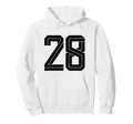 28 White Number 28 Sports Fan Hoodie - Casual Everyday Wear for Adults