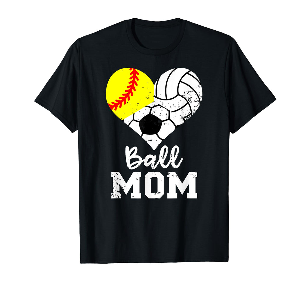 Ball Mom Funny Softball Volleyball T-Shirt - Fun Novelty Design Men Women