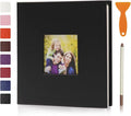 RECUTMS Photo Album Self Adhesive Magnetic Scrapbook 4x6 5x7 8x10 Pictures Scrapbook Album, 40 Pages Photo Book for DIY Baby Family Wedding with Metal Pen and Plastic Board (Black)