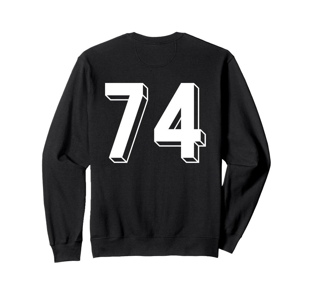 Number 74 Backside 80S 90S Team Sweatshirt - Fun Novelty Design Men Women