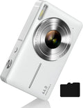 Digital Camera for Kids and Starters, FHD 1080P Point and Shoot Camera with 32GB Card 16X Zoom Anti Shake, Gift for Boys Girls Kids, White