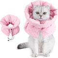 Adjustable Cat Recovery Cone Collar, Lightweight Soft Cat E-Collar Alternative After Spay, Waterproof Comfy Collars to Stop Licking Wound After Surgery, Protective Cone for Kittens/Puppies